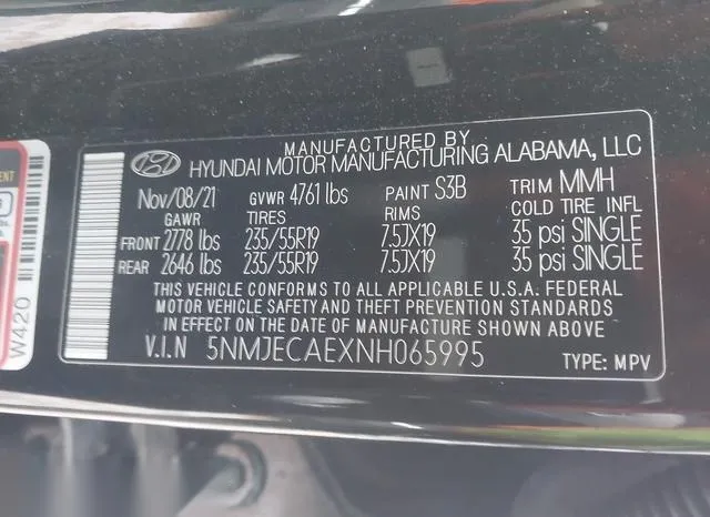 5NMJECAEXNH065995 2022 2022 Hyundai Tucson- Limited 9