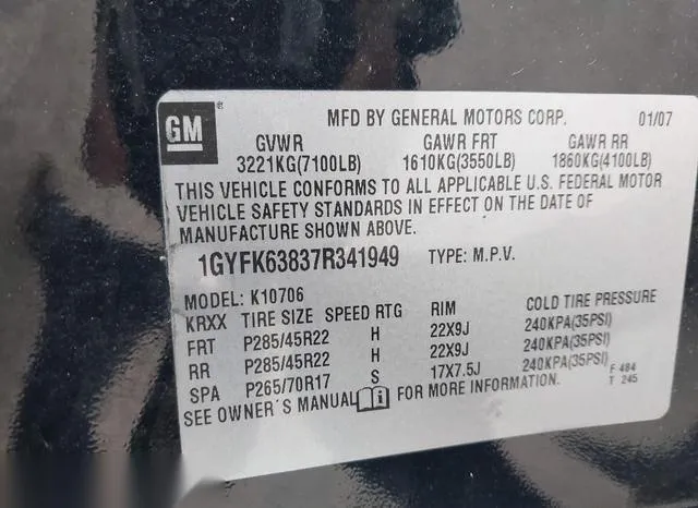 1GYFK63837R341949 2007 2007 Cadillac Escalade- Standard 9