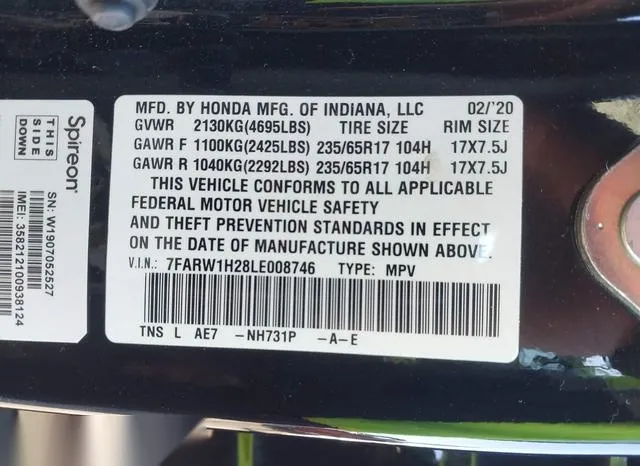 7FARW1H28LE008746 2020 2020 Honda CR-V- 2Wd Lx 9