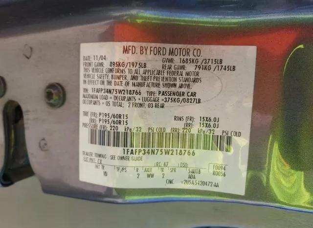 1FAFP34N75W218766 2005 2005 Ford Focus- ZX4 9