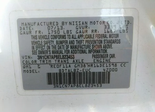 3N1CN7AP8EL823453 2014 2014 Nissan Versa- 1-6 SV 9