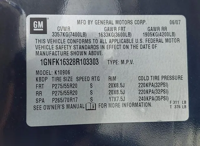 1GNFK16328R103303 2008 2008 Chevrolet Suburban 1500- Ltz 9