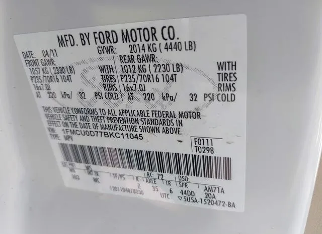 1FMCU0D77BKC11045 2011 2011 Ford Escape- Xlt 9