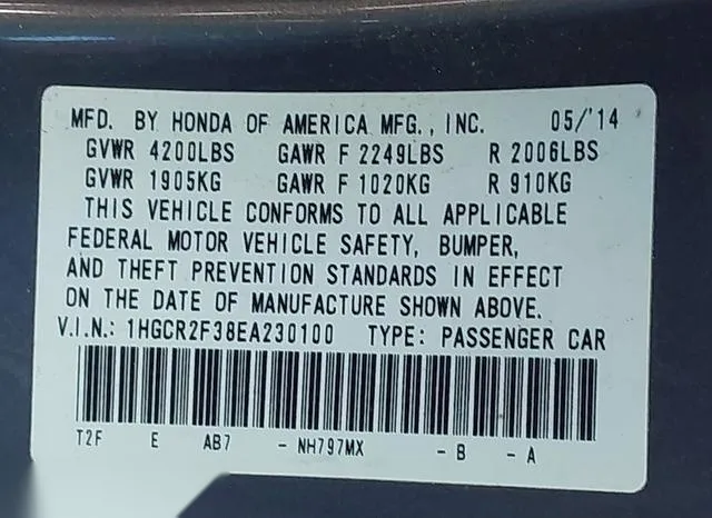 1HGCR2F38EA230100 2014 2014 Honda Accord- LX 9