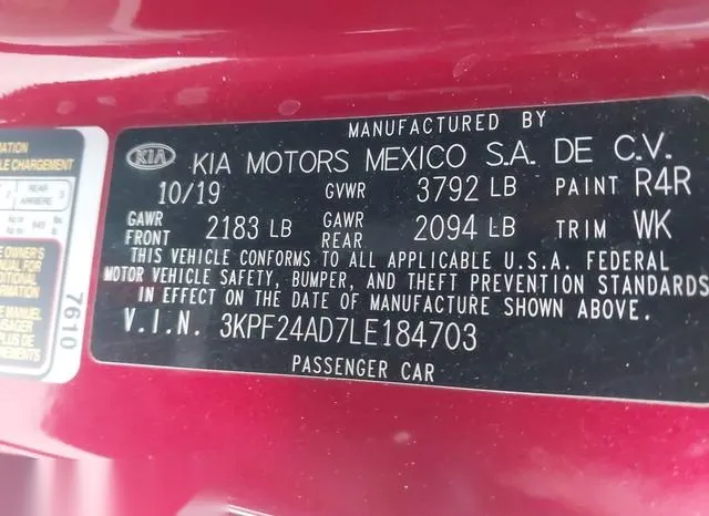 3KPF24AD7LE184703 2020 2020 KIA Forte- Lxs 9