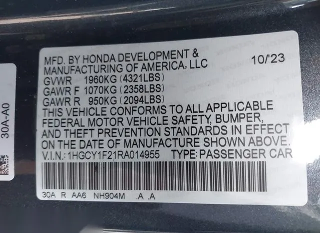 1HGCY1F21RA014955 2024 2024 Honda Accord- LX 9