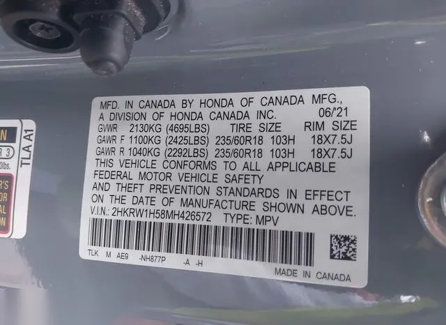 2HKRW1H58MH426572 2021 2021 Honda CR-V- 2Wd Ex 9