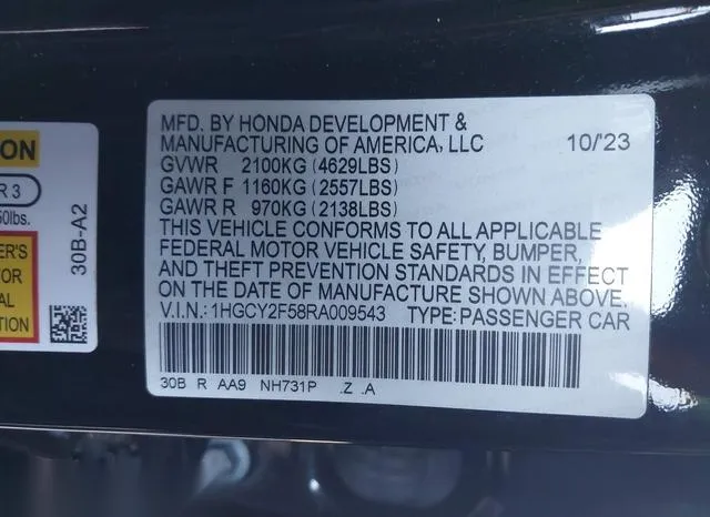 1HGCY2F58RA009543 2024 2024 Honda Accord- Hybrid Sport 9