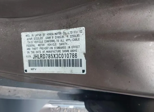 JHLRD785X3C010786 2003 2003 Honda CR-V- LX 9