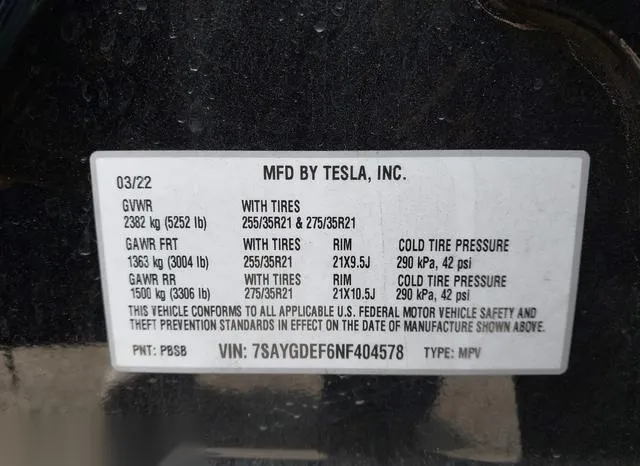 7SAYGDEF6NF404578 2022 2022 Tesla Model Y- Performance Dual 9