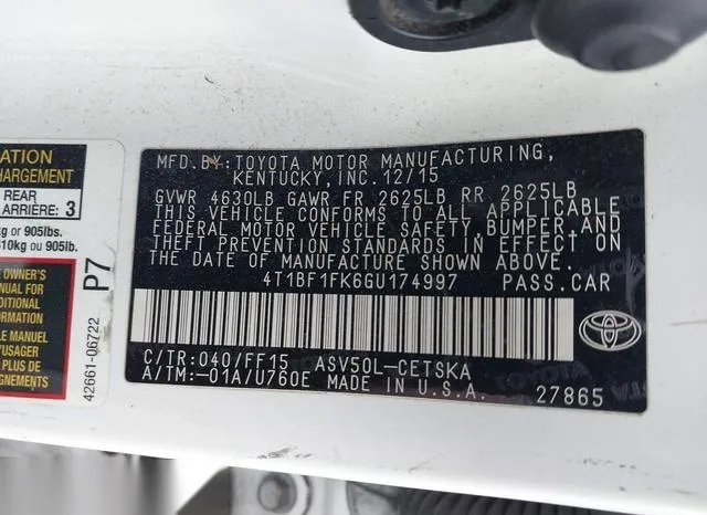 4T1BF1FK6GU174997 2016 2016 Toyota Camry- SE 9