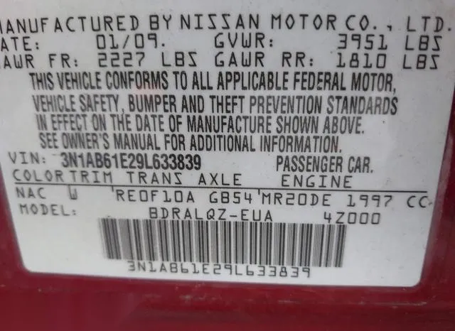 3N1AB61E29L633839 2009 2009 Nissan Sentra- 2-0 9