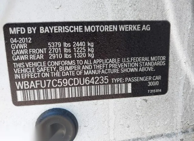 WBAFU7C59CDU64235 2012 2012 BMW 5 Series- 535I Xdrive 9