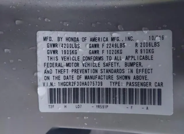 1HGCR2F30HA075739 2017 2017 Honda Accord- LX 9