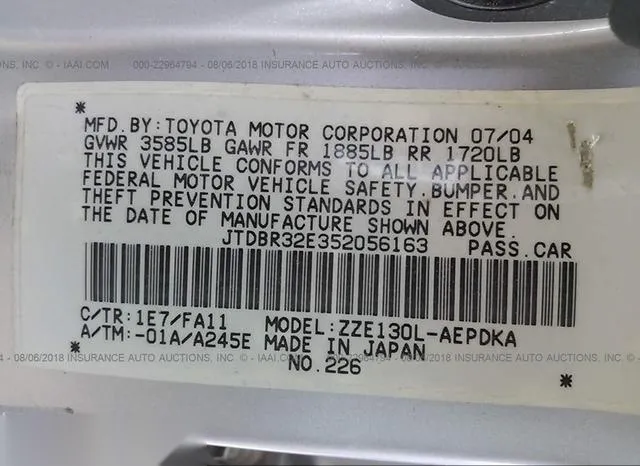 JTDBR32E352056163 2005 2005 Toyota Corolla- CE 9