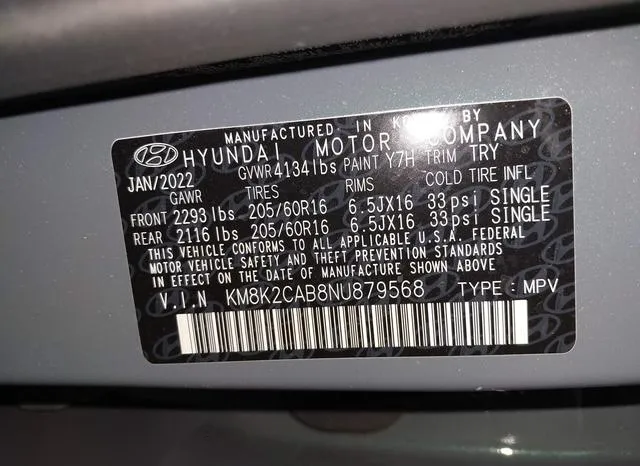 KM8K2CAB8NU879568 2022 2022 Hyundai Kona- SE 9