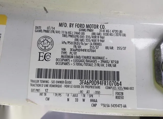 3FA6P0D94FR107064 2015 2015 Ford Fusion- Titanium 9