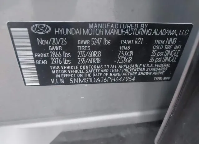 5NMS1DAJ6PH647954 2023 2023 Hyundai Santa Fe- SE 9