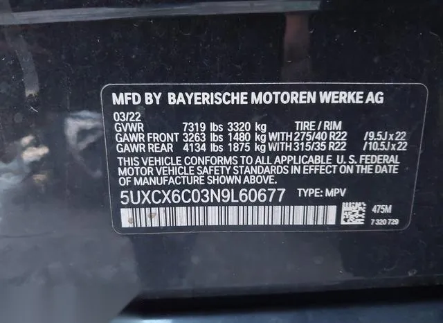 5UXCX6C03N9L60677 2022 2022 BMW X7- M50I 9