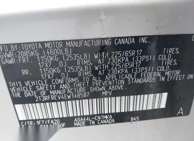 2T3RFREV4EW148587 2014 2014 Toyota RAV4- Xle 9