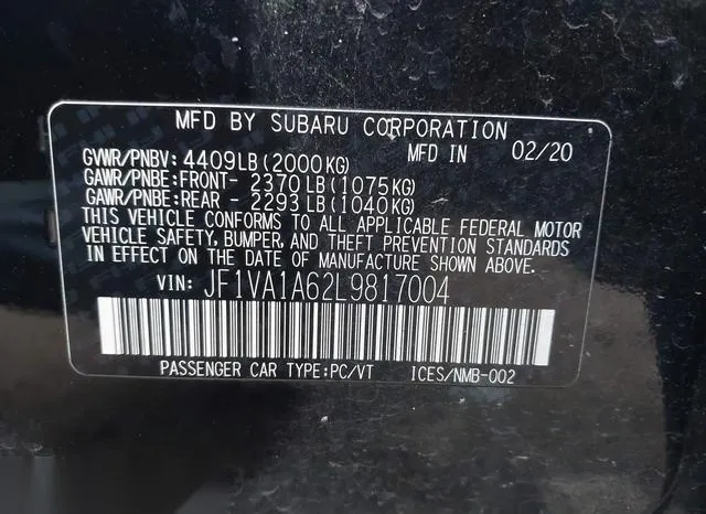 JF1VA1A62L9817004 2020 2020 Subaru WRX 9