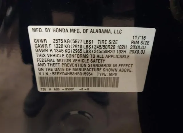 5FRYD4H58HB015954 2017 2017 Acura MDX- Technology Package 9