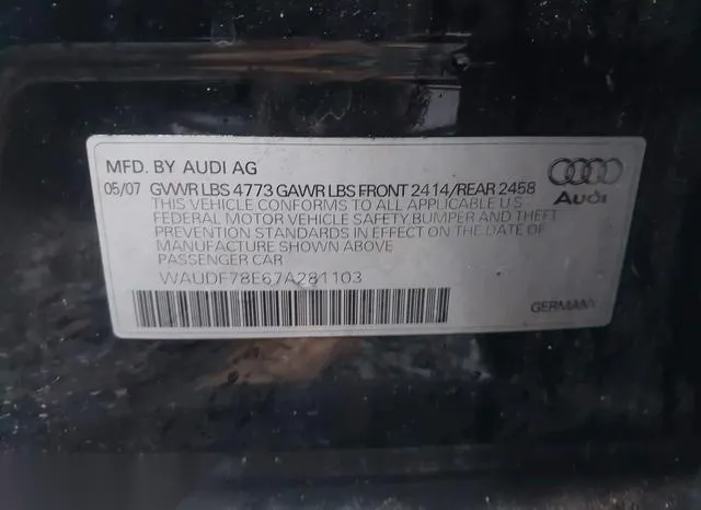 WAUDF78E67A281103 2007 2007 Audi A4- 2-0T 9