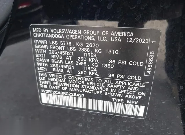 1V2FE2CA3RC225437 2024 2024 Volkswagen Atlas- Cross Sport 2 9