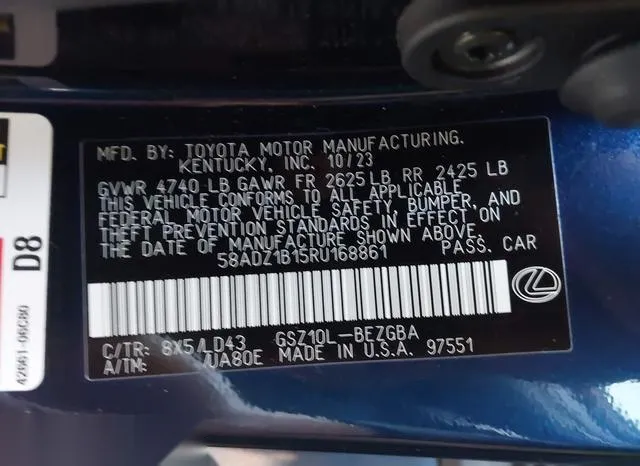 58ADZ1B15RU168861 2024 2024 Lexus ES- 350 9