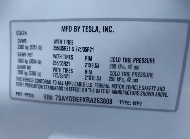 7SAYGDEFXRA263808 2024 2024 Tesla Model Y- Performance Dual 9