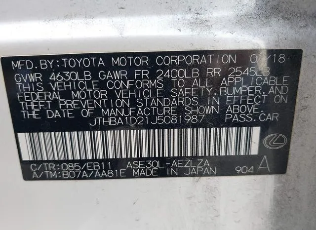 JTHBA1D21J5081987 2018 2018 Lexus IS- 300 9