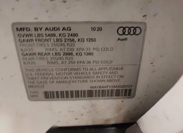 WA1BAAFYXM2020737 2021 2021 Audi Q5- Premium Plus 45 Tfsi Q 9