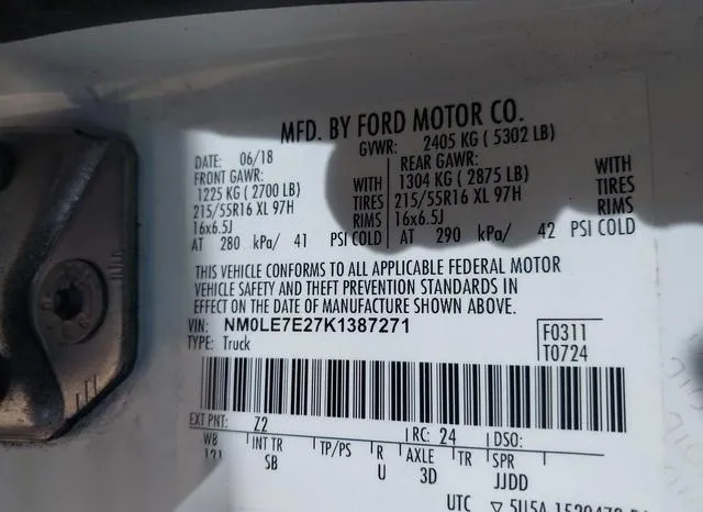 NM0LE7E27K1387271 2019 2019 Ford Transit- Connect XL 9