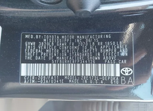 5YFBURHE8FP344126 2015 2015 Toyota Corolla- L 9