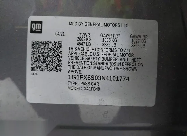 1G1FX6S03N4101774 2022 2022 Chevrolet Bolt- Ev Fwd 2Lt 9