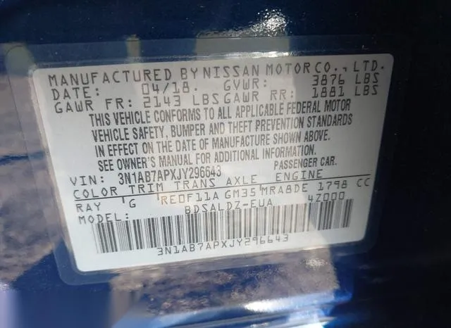 3N1AB7APXJY296643 2018 2018 Nissan Sentra- SV 9