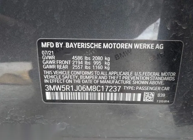 3MW5R1J06M8C17237 2021 2021 BMW 3 Series- 330I 9