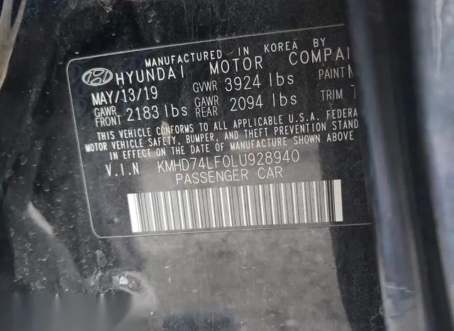 KMHD74LF0LU928940 2020 2020 Hyundai Elantra- SE 9