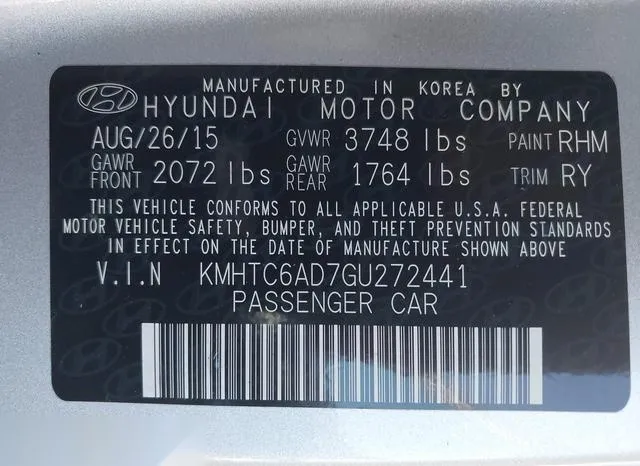 KMHTC6AD7GU272441 2016 2016 Hyundai Veloster 9