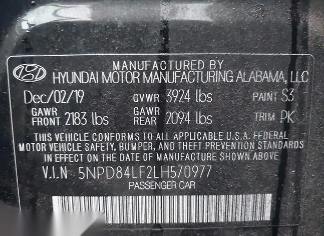 5NPD84LF2LH570977 2020 2020 Hyundai Elantra- Sel 9