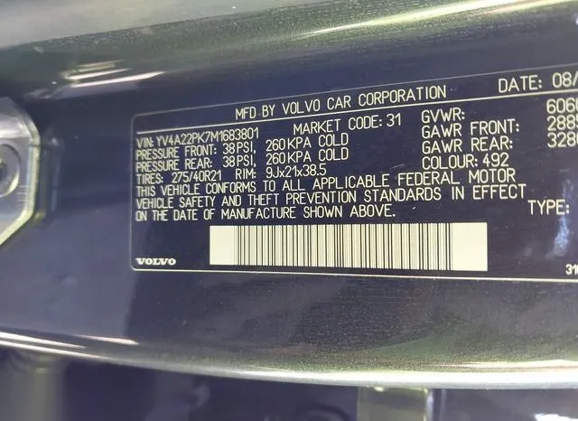 YV4A22PK7M1683801 2021 2021 Volvo XC90- T6 Momentum 7 Passe 9