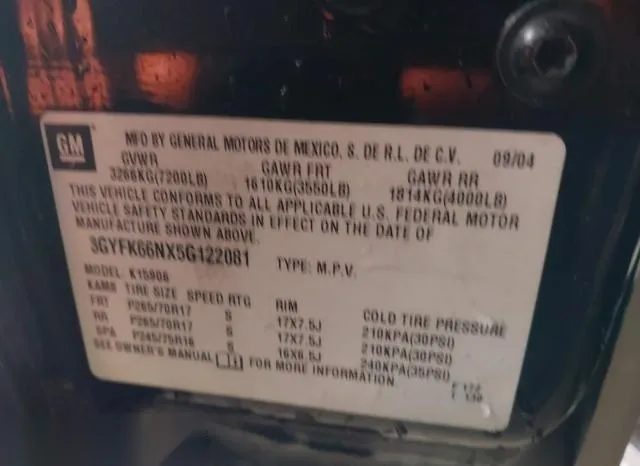 3GYFK66NX5G122081 2005 2005 Cadillac Escalade- Esv Standard 9