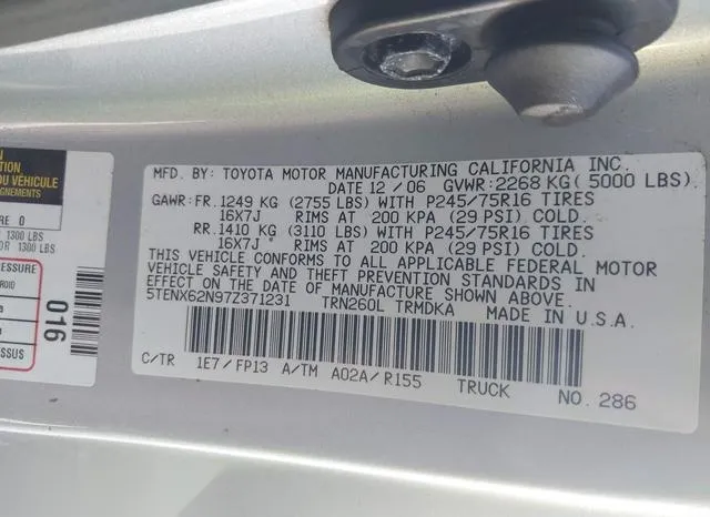 5TENX62N97Z371231 2007 2007 Toyota Tacoma- Prerunner 9