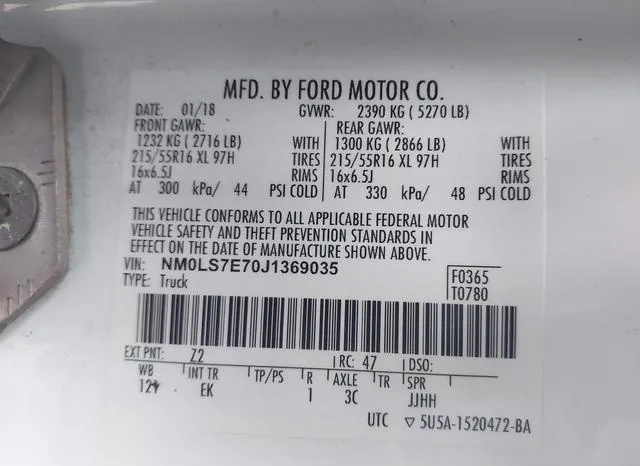 NM0LS7E70J1369035 2018 2018 Ford Transit- Connect XL 9