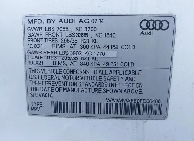 WA1WMAFE0FD004861 2015 2015 Audi Q7- 3-0 Tdi Premium 9