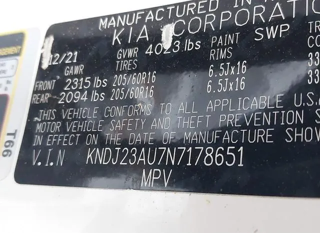 KNDJ23AU7N7178651 2022 2022 KIA Soul- LX 9