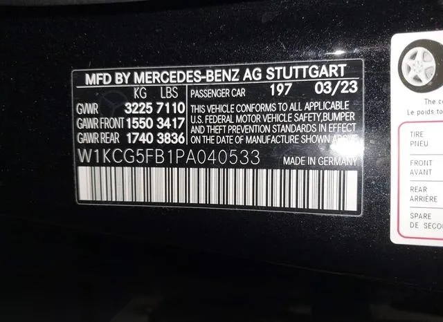 W1KCG5FB1PA040533 2023 2023 Mercedes-Benz Amg Eqs- 4Matic- 9