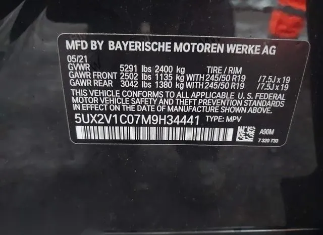 5UX2V1C07M9H34441 2021 2021 BMW X4- Xdrive30I 9