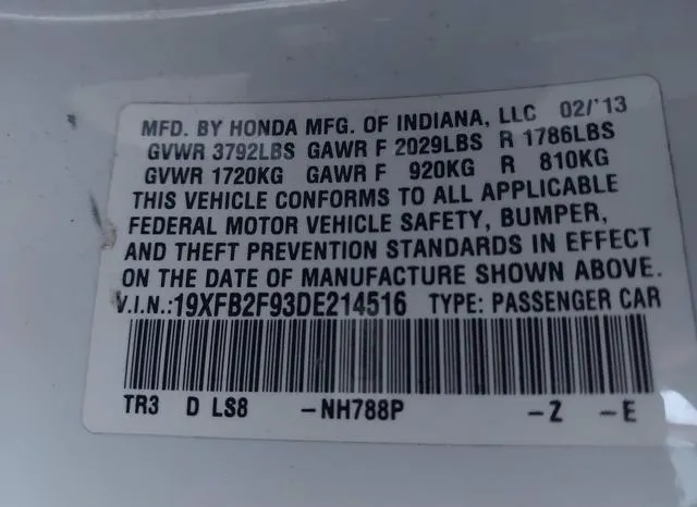 19XFB2F93DE214516 2013 2013 Honda Civic- Ex-L 9