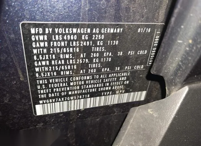 WVGBV7AX7GW576718 2016 2016 Volkswagen Tiguan- S 9